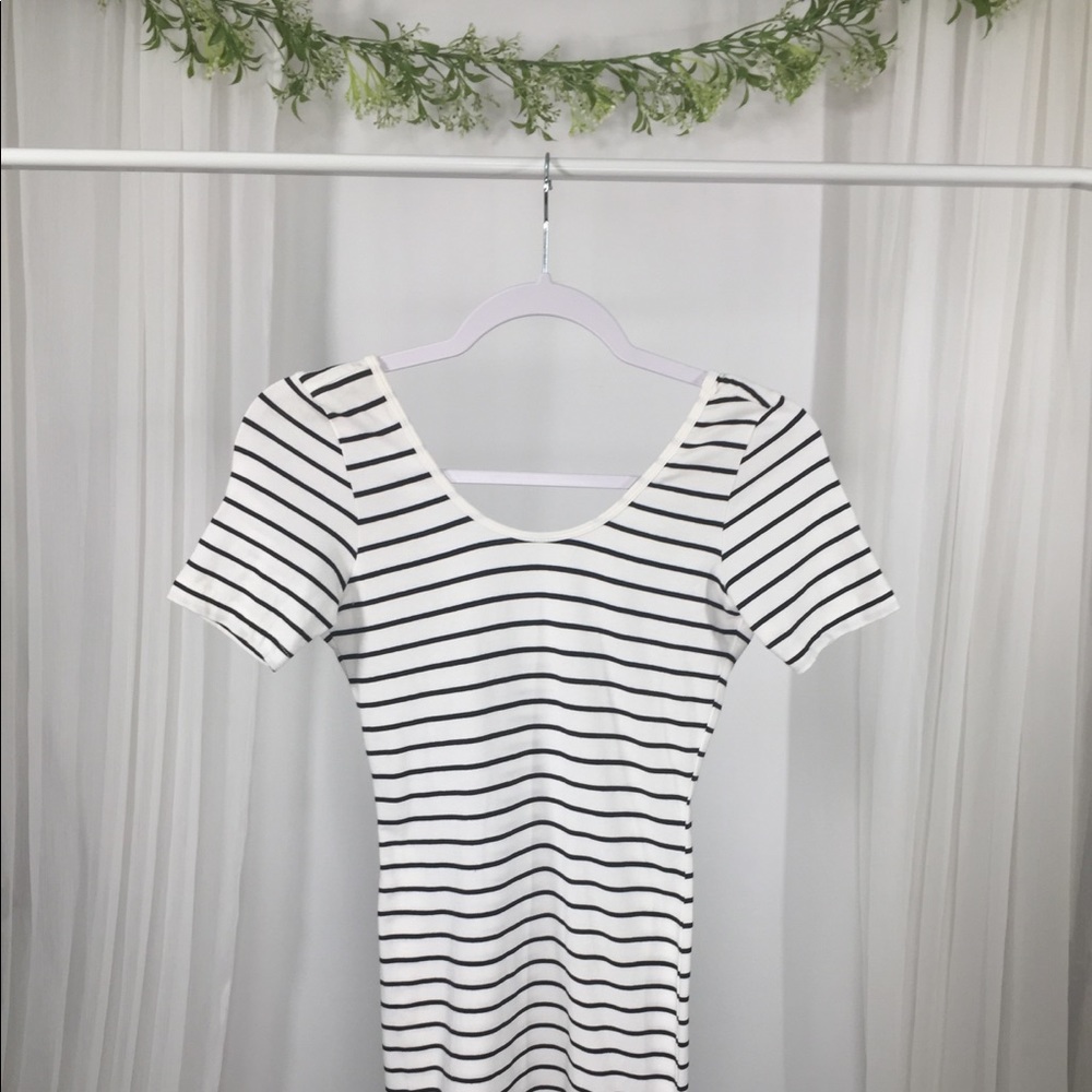White and Black Striped Bodycon Dress